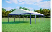 Tente de réception 6x8 m STANDARD PLUS – PVC 500 g/m², ignifuge, tubes en acier galvanisé Ø38 mm, jusqu'à 96 personnes - Bleu-blanc