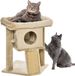 PawHut Poteau griffoir avec tige en jute, planche griffoir, meuble pour chat, MDF peluche, gris clair D30-368