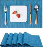 Unyqoos® Sets de table et sous-verres, set de 6 – sets de table hydrofuges, 45x30 cm, vinyle tissé, bleu