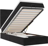 vidaXL Ottoman Bed with Mattresses and LEDs - 90x200cm - Velvet - Black