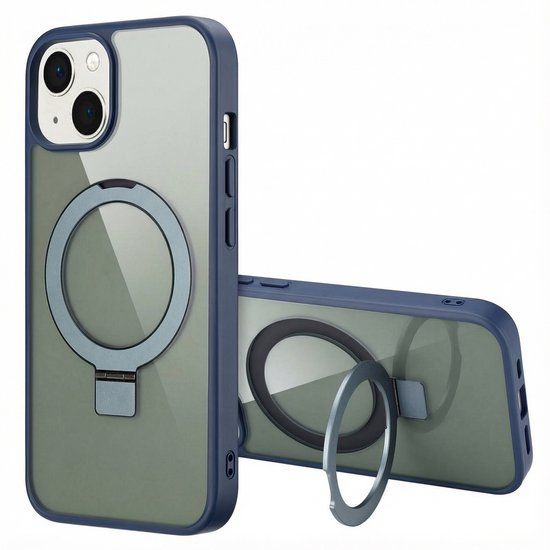 Accezz Ring Stand Backcover met MagSafe voor de Apple iPhone 13 - Blauw