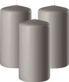 Enlightening Candles Bougie cylindrique/bougie pilier - 3x - sable/gris - D8 x H12 cm - 45 heures de combustion