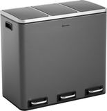 Homra SPARQ Pedaalemmer 3 vakken - 3 x 18 L - 54 Liter - Grijs - RVS