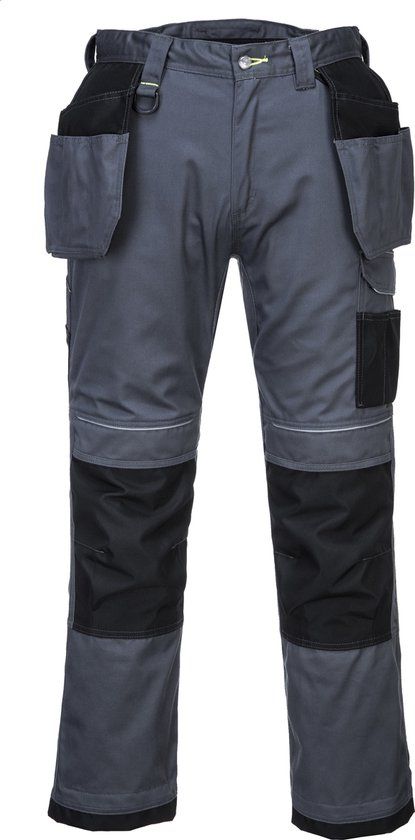 Portwest Urban werkbroek met kniezakken + gratis kniestukken 60 grijs/zwart