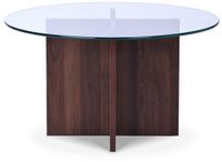 SICAAN Giulia Salontafel Rond Transparant Glas Notenhout 80 cm