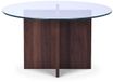 SICAAN Giulia Salontafel Rond Transparant Glas Notenhout 80 cm