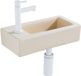 QeramiQ Fuente Fonteinset - 37.5x18.5x9cm - keramiek - kraangat links - fonteinkraan mat wit - afvoerplug - verlaagd sifon - Mat Beige