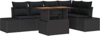 vidaXL Tuinbank - Set - 6 - st - Zwart - Poly - rattan