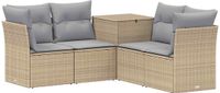 vidaXL Bankstel 2-zits Beige en Lichtgrijs Poly Rattan en Staal