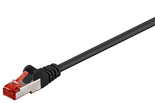 Goobay CAT patchkabel, ethernetkabel, dubbel afgeschermd, S-FTP, halogeenvrij, koper, RJ-45, vergulde contacten, div. Lengtes en kleuren, 0,25m, zwart, 1