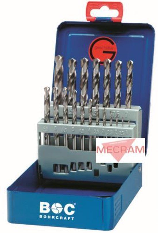 Bohrcraft borenset DIN 338 spiraalboren HSS-G 25-delig
