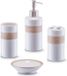 Zeller Badkamer/Toilet Accessoires Set 4-delig - Keramiek - Wit/Beige