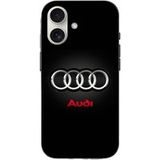 Audi Iphone 16 Plus Hoesje Audi auto logo grijs en rood