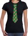 Bellatio Decorations Stropdas Kerst T-shirt kerstman met bier - shirt - dames - zwart L