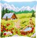 Vervaco Kruissteekkussen kit - Bergweide met bloemen & huisje - 40 x 40 cm