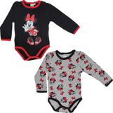 4KidsOnly Minnie Mouse Romper 2-Pack Unisex Lange Mouw Katoen Multi Colour Print Maat 74/80