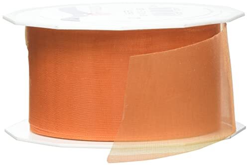 Präsent Organza lint, oranje, 25 m x 40 mm