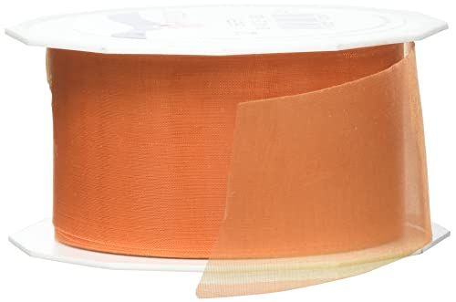 Präsent Organza lint, oranje, 25 m x 40 mm
