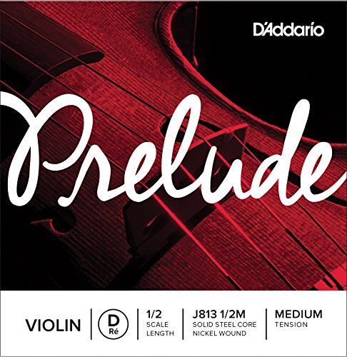 D'Addario Prelude Violin Single String, D String, 1/2 Scale, Medium Tension - J813 1/2 M