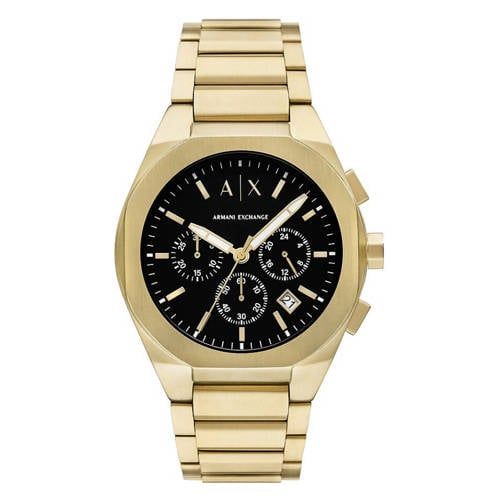 Armani Exchange AX4180 Heren Horloge - Goudkleurig - Zwart Wijzerplaat - Stalen Band - 42mm