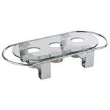 APS 35065 Voedselwarmer, bordenwarmer, 3-vlammig, frame van metaal, glasplaat, 34 x 18 x 6 cm