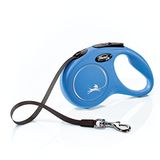 Flexi Klassieke intrekbare hondenriem (band), 4,9 m, maat S, blauw