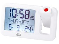Trevi PJ 3030 Digitale klok met instelbare tijdprojectie, programmeerbare wekker, display met achtergrondverlichting, thermometer en kalender, AAA-voeding, ideaal voor slaapkamer en kantoor