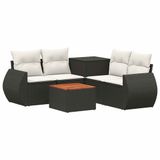 vidaXL Canapé 2 places Noir et Blanc crème Polyrattan et Acier