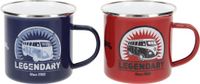 BRISA VW Collection Volkswagen T1 Bus Transporter Emaille Mokken 2er Set 350ml Rood & Blauw