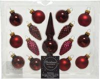 Decoris Kaemingk Figuur gl mini piek ossenbloed 15st kerstbal hangdeco kerst Decoris