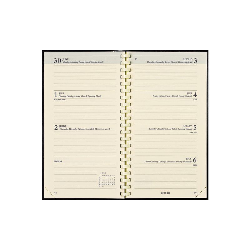 Brepols Interplan Genova Weekagenda 2024 Zwart (1 week 2 pagina's) 6-talig