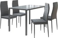 Vicco Grand Eettafel set – 120 x 75 cm Set van 4 Grijs