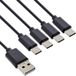 InLine câble de recharge Y 4-en-1, USB-A vers 4 x USB-C, jusqu'à 25 W de puissance de charge, câble de recharge quadruple compact pour gadgets, pas de charge rapide, 1 m, 35141