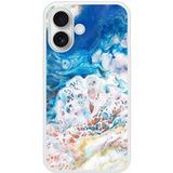 Apple iPhone 16 Marbre ocean Verstevigd hoesje met sublimatie bedrukking