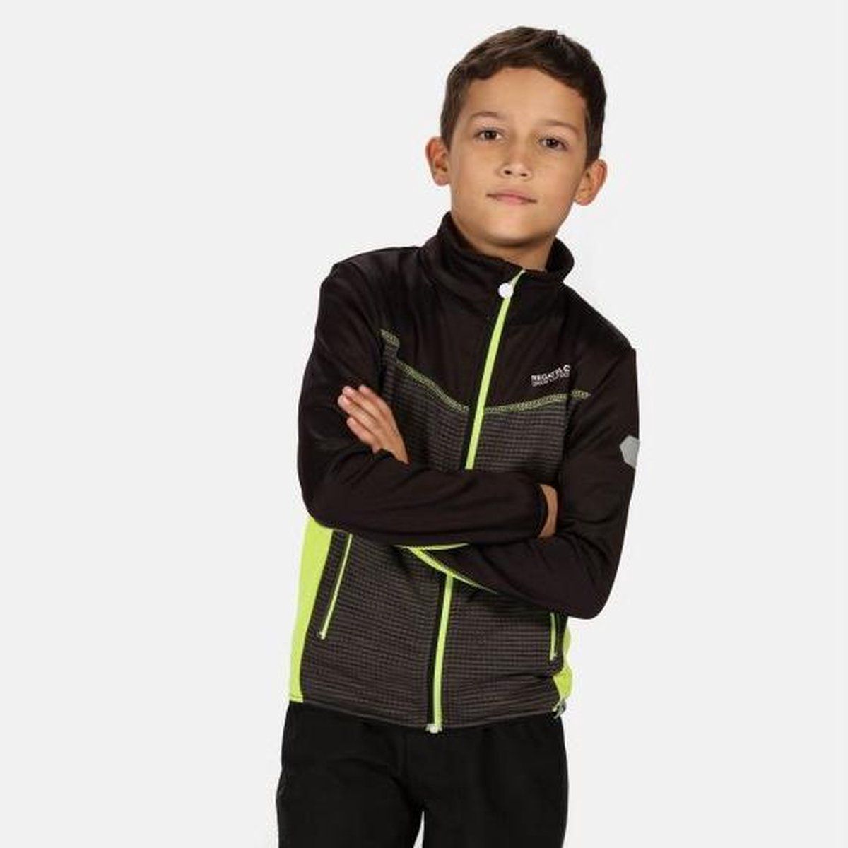 Regatta Oberon Junior Softshell Jack - Zwart/Groen