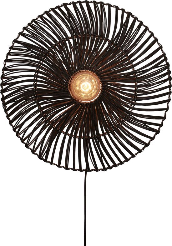 Good&Mojo Wandlamp Zanzibar - Rotan Zwart - Ø55cm - Binnen Modern