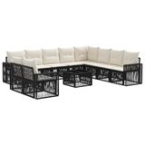 vidaXL Tuinbank Set 11 st Zwart en Crème Wit poly rattan