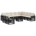 vidaXL Banc de jardin 11 pièces noir et crème poly rotin
