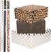 Bellatio Decorations Shoppartners Bv 12x Rollen kraft inpakpapier/folie pakket - panterprint/zwart/wit met zilveren stippen 200 x 70 cm - dierenprint papier