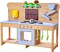 VEVOR Cuisine d'enfant, Cuisine d'enfant pour Enfants, Cuisine de jeu en bois avec brûleurs, crochets, doubles éviers, plante, spatules, ustensiles de cuisine et accessoires, jouer avec de l'eau et du sable
