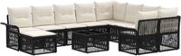 vidaXL Tuinbank - Set - 11 - st - Zwart - poly - rattan