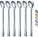 Ibenzoa® Cuillère à long manche Set de 6 Pièces pour Café, Glace et Cocktails en Argent