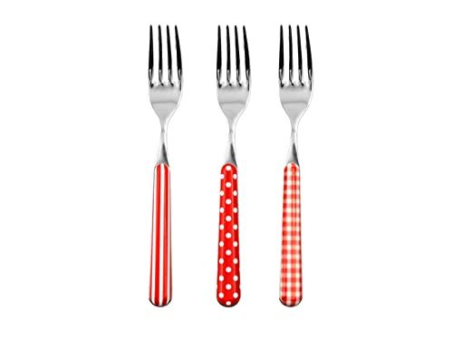 Home Panda Home Provence Set 6 vorken van roestvrij staal, decor rood