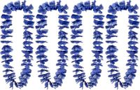 Boland Hawaii krans/slinger - 4x - Tropische kleuren blauw - Bloemen hals slingers
