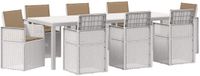 vidaXL Tuin Eettafel Set met Kussen 9 pcs Wit en Taupe PP
