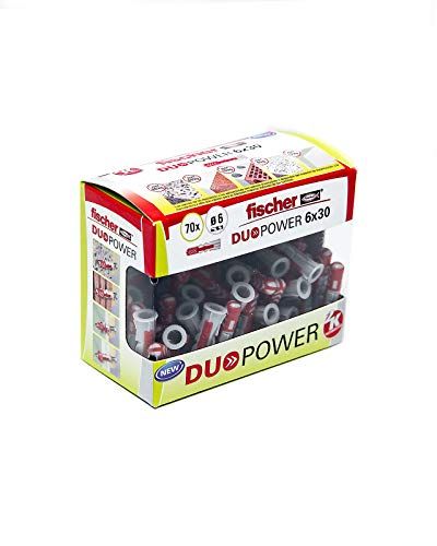 Fischer Taco 6x30 (Caja de Ud.) DuoPower pluggen 6 x 30 (doos met 70 stuks), 536386, grijs + rood