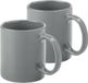 Bellatio Design Tasses à café/Gobelets - 2x - Céramique - Brillant - Avec anse - Gris - 370 ml