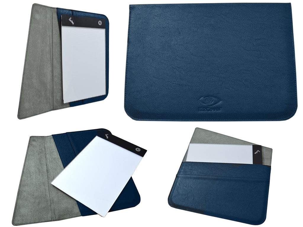 i12Cover Lightpad A5 business Sleeve / Hoes, hoesje leder opbergsleeve, mooie beschermhoes voor een A5 lichttafel, navy , merk