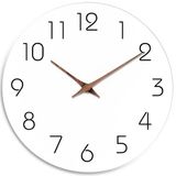 Mosewa Wandklok - Stille, niet-tikkende houten wandklok op batterijen - Wit hout Modern kantoor Eenvoudige minimalistische klok Decoratief voor keuken, huis, badkamer, woonkamer (30,5 cm)