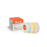 Peach PE103A Thermo-labeltape lichtblauw, lichtgeel en roze, 12 x 40 mm, 180 etiketten per rol, 3 kleuren